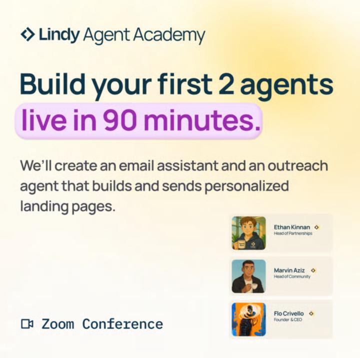 Learn how to build 2 AI agents with us Lindy - Sept 9