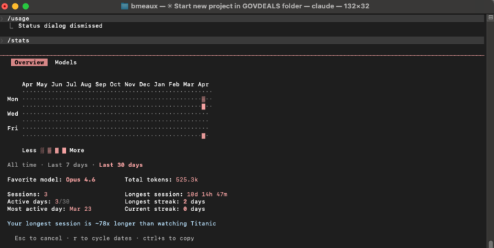 /usage and /stats in claude code