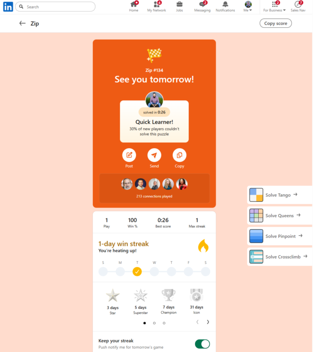 LinkedIn Leaderboards and LinkedIn Games