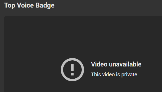 Video Unavailable Top Badge.????