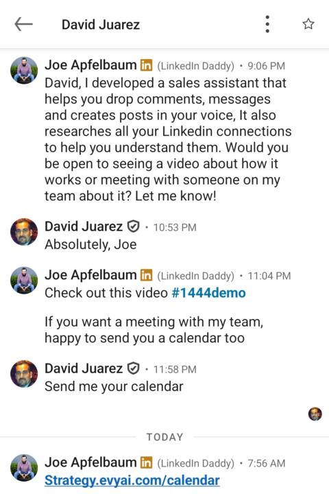 Direct Message Example That Leads to Meeting