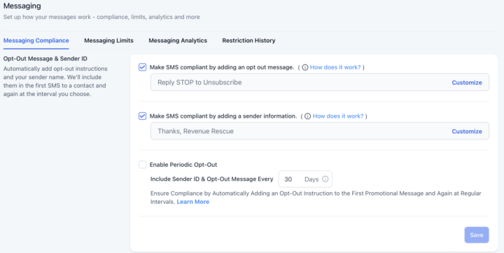 SMS compliance