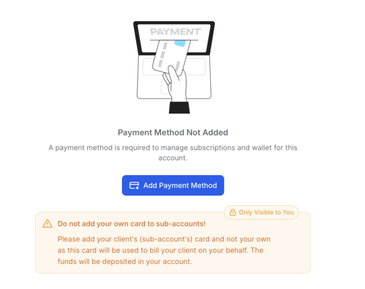 subaccount billing payment link issue