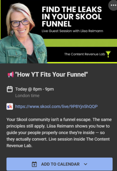 14th May - Live Guest Session: Find the Leaks in Your Skool Funnel