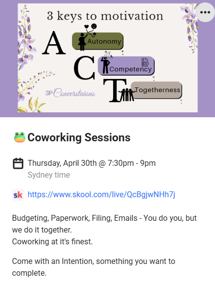🐸Coworking - April 30th 7:30 - 9pm AEST 