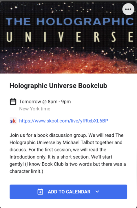 May 17th: explore The Holographic Universe (free)