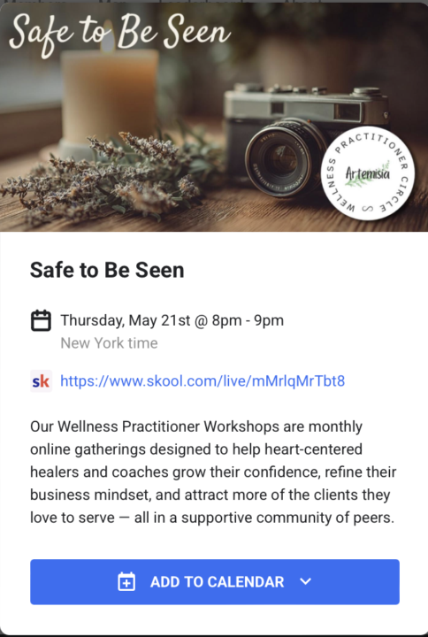 21st May: Safe to Be Seen - Live Hypnosis for Wellness Practitioners