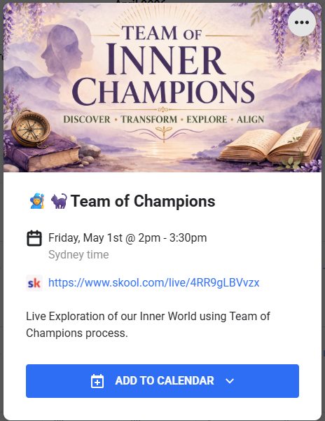   🧙‍♀️🐈‍⬛Team of Champions - May 1st 2pm AEST 