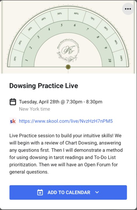 28 April: Dowsing Practice Live