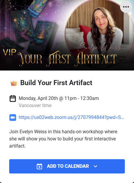 Build Your First or Next Artifact in Claude The Right Way with Queen of Skool Evelyn Weiss