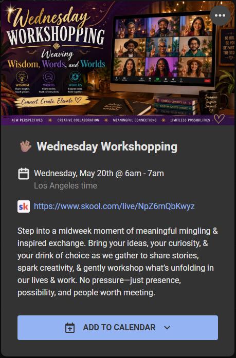 20th of May, 2026 - Wednesday Workshopping