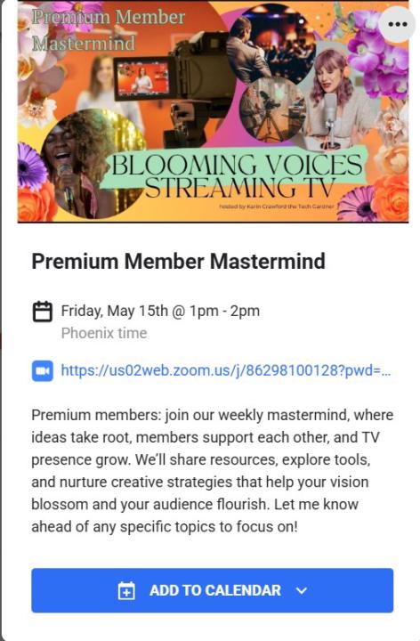 May 15th, 2026 1 pm Pacific: Premium Member Mastermind