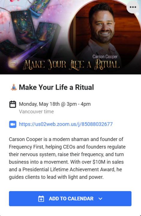 🧘🏼‍♂️Make Your Life a Ritual with Carson Cooper 