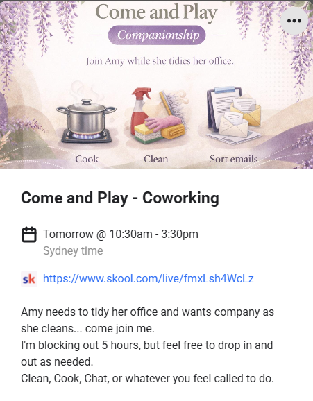 Coworking Call - Sat 18th April -10:30am - 3:30pm Sydney AEST