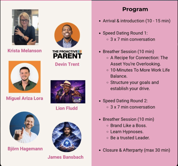Full Speakers Program Released For Entrepreneurs Speed Dating ⭐