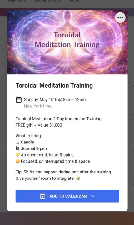   🌀 FREE Toroidal Meditation Training this Weekend