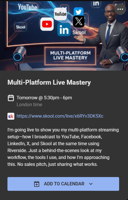 Multi-Platform Live Mastery With Des