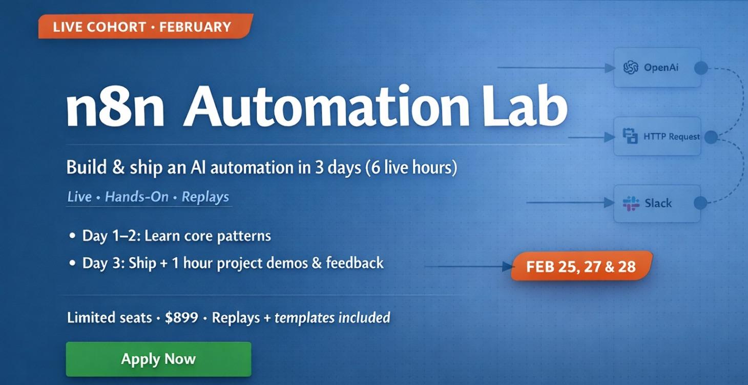 n8n Automation Lab: 6 Live Hours (February cohort)