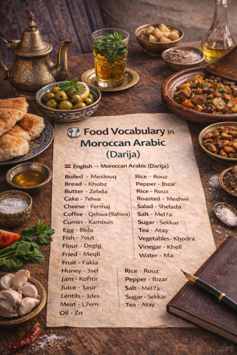 🍽️ Food Vocabulary in Moroccan Arabic (Darija)