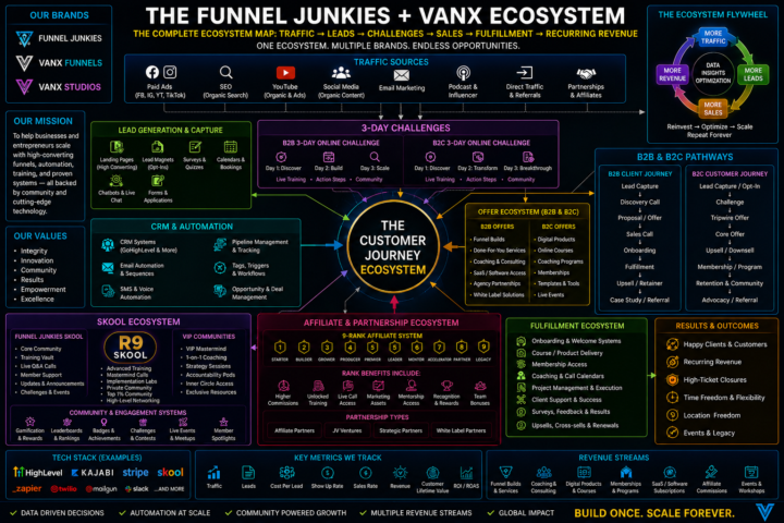 🔥 FUNNEL JUNKIES + VANX ECOSYSTEM ORGANOGRAM 🔥