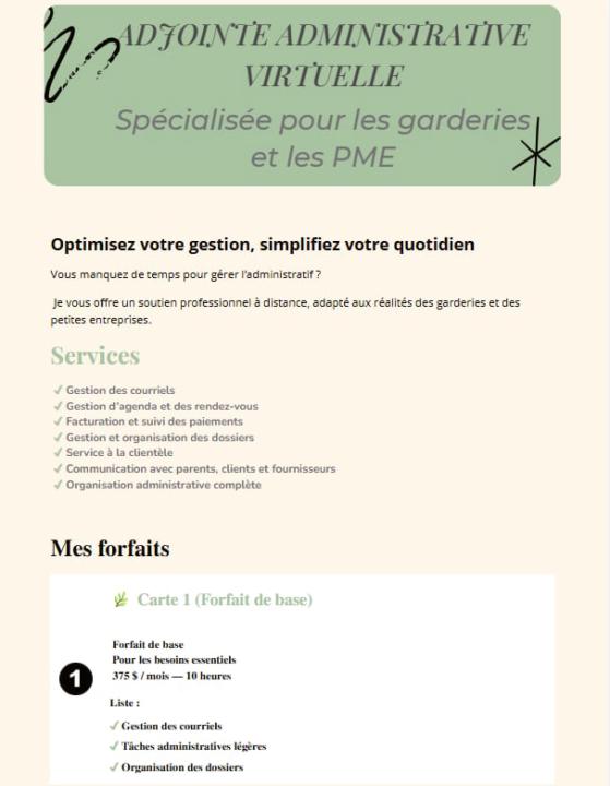 ✨ Tu gères une garderie ou une petite entreprise et tu manques de temps ? Je peux t’aider 🙌