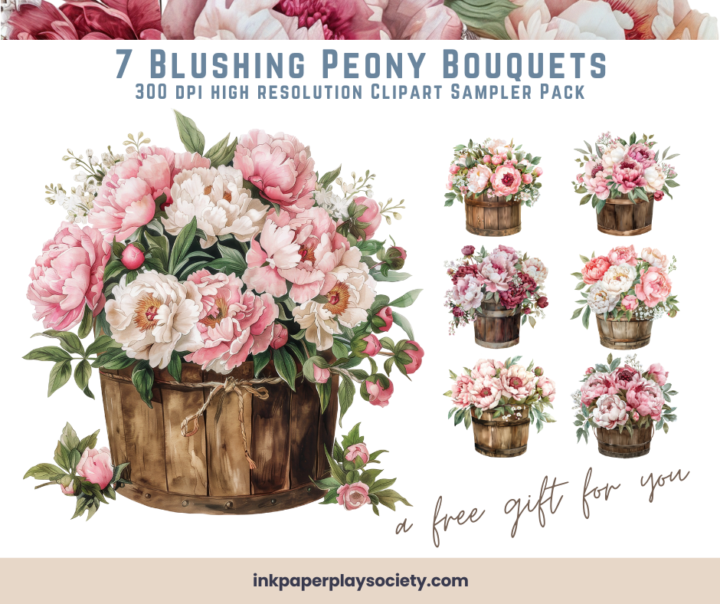 🎉 New Freebie Alert: Watercolor Peony Clipart Sampler!