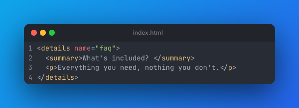 It's all in the <detail> & <summary> 