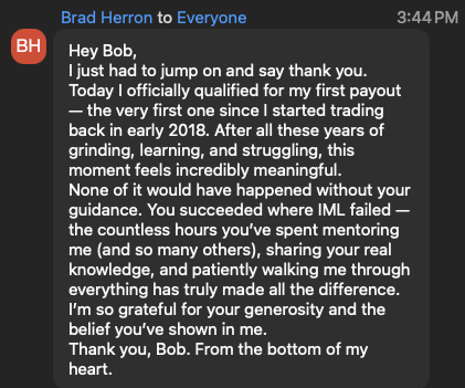 Congrats Brad on Your First Payout!!