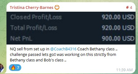 Tristina making Money off of Bob and Bethany's Live Trading Sess