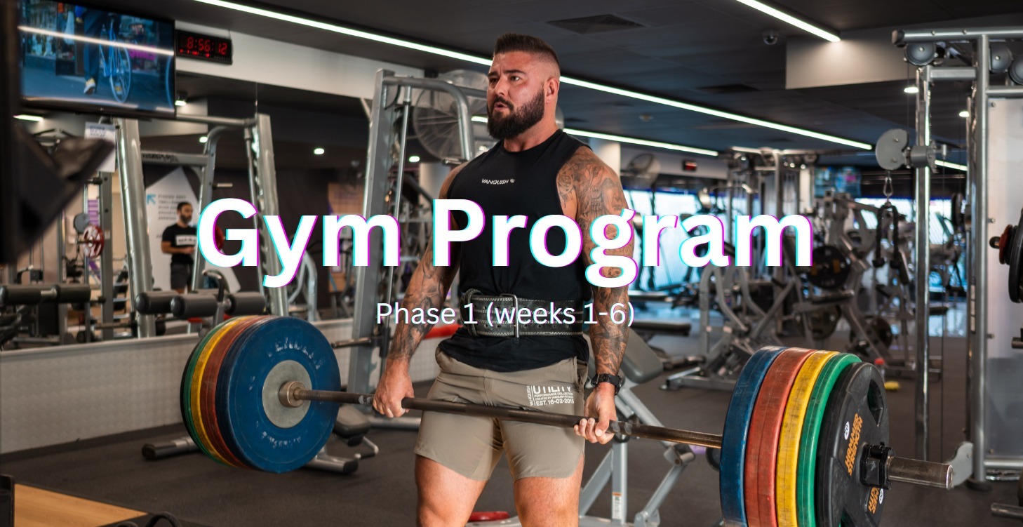 Gym Program - Phase 1 - Weeks 1 to 6