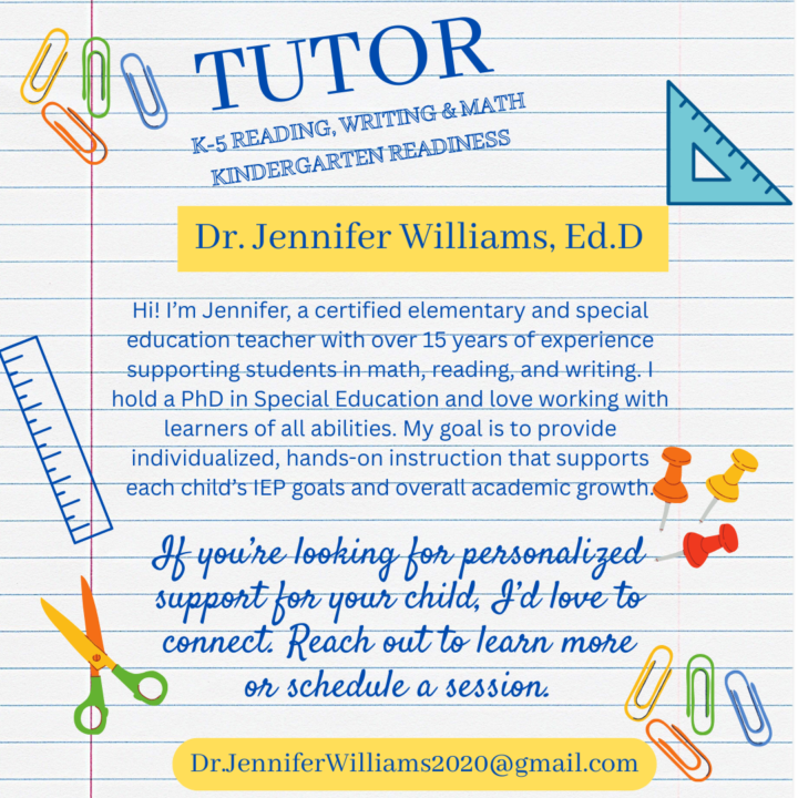 Tutoring Students pre k- 5th grade. 