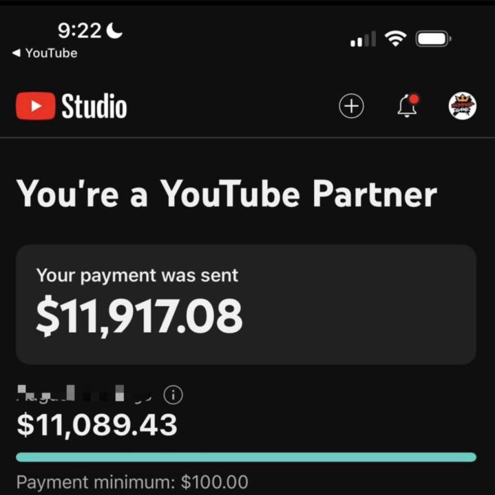 📸 Screenshot is real. Result is repeatable.first payout on YouTube automation channel $11,000
