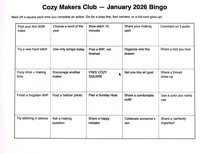 Introducing: A Year of Cozy Inspiration Bingo!