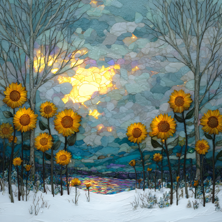 Sunflowers in the Snow | February's Digital Gift