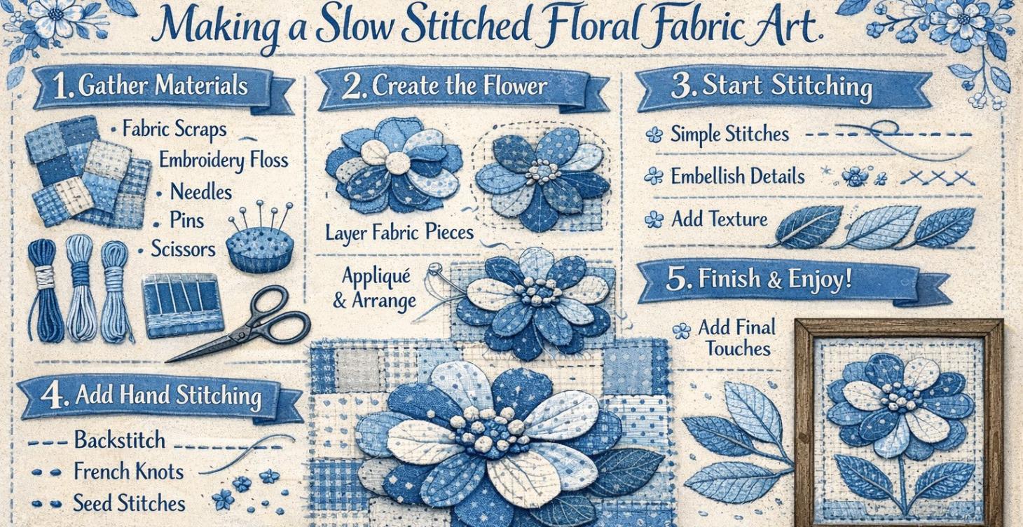 Slow Stitch Petals of Beauty Using Scraps