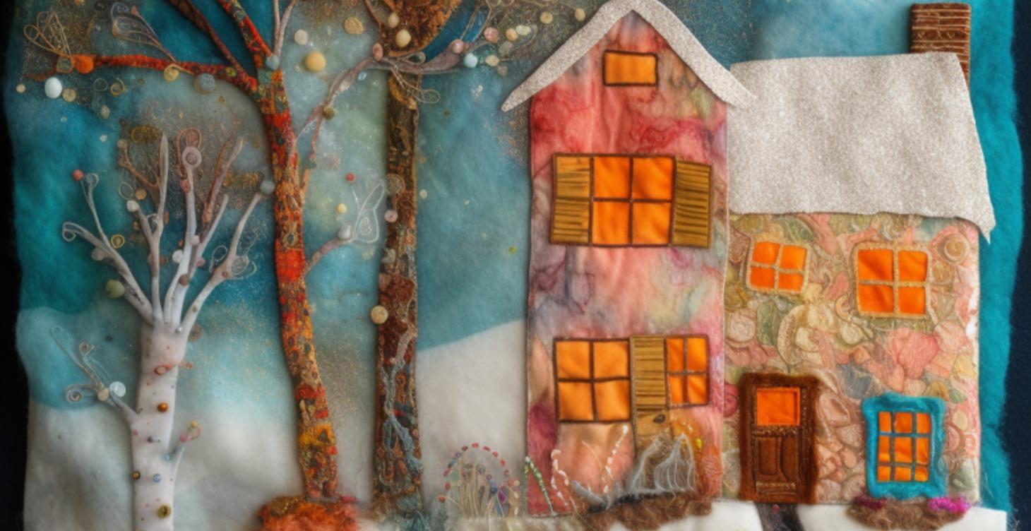 (Ongoing) House in Snow - Slow Stitch Landscape