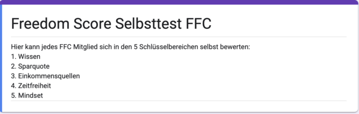 Hier ein kleiner Selbsttest zur finanziellen Freiheit