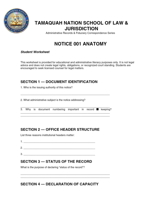 NOTICE SERIES WORKSHOP — RECORD ANATOMY & STRUCTURE