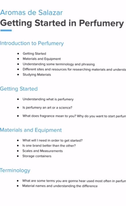 Beginner Perfumery Syllabus 