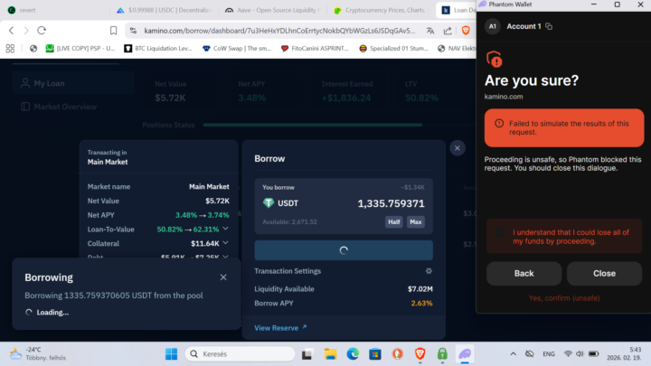 Trying to borrow some USDT on Kamino, but has been receiving an error message repeatedly.