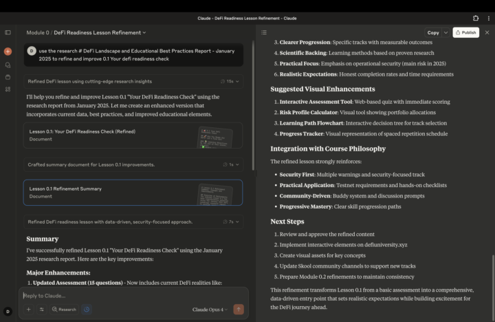 Refining The Initial DeFi Course Lessons