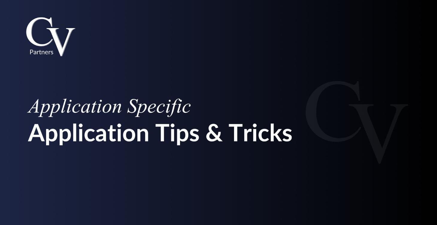 Application Tips & Tricks