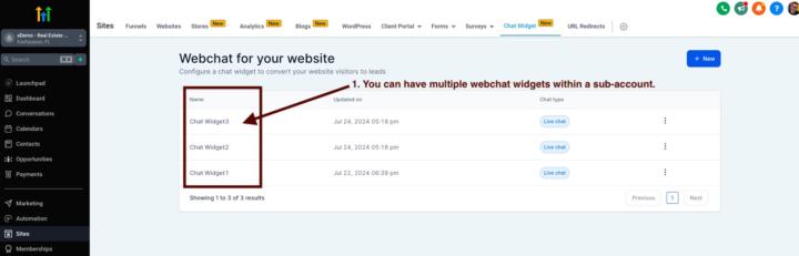 GHL Multiple Live WebChats, but automation can only trigger one of them?