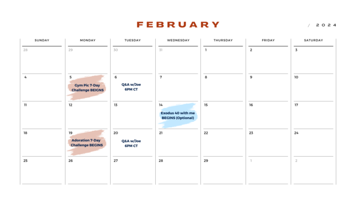 FEBRUARY 2024 CALENDAR 💯💯