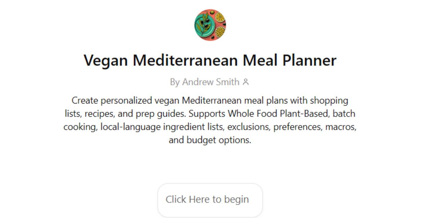 Vegan Mediterranean Meal Planner