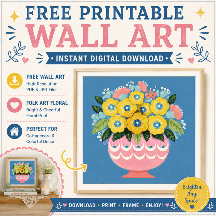 Bright & Cheerful Folk Art Wall Art Freebie