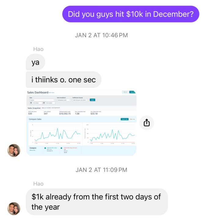 Congrats to Shan for doing $10,000 in December
