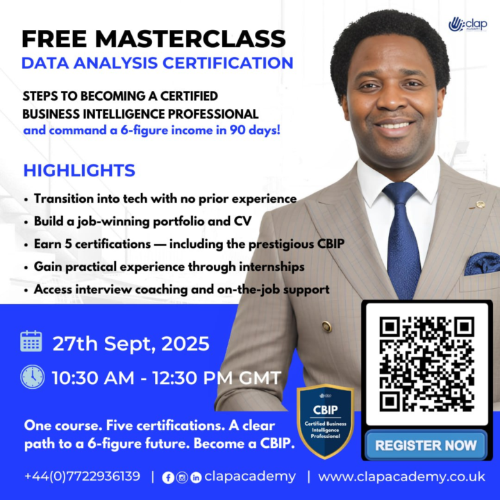 FREE MASTERCLASS – Data Analysis Certification.