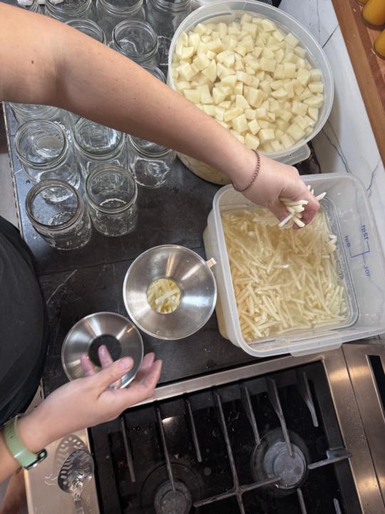 Canning potatoes today, while we make roasted veggies for the hungry in our county. It’s a great day! 