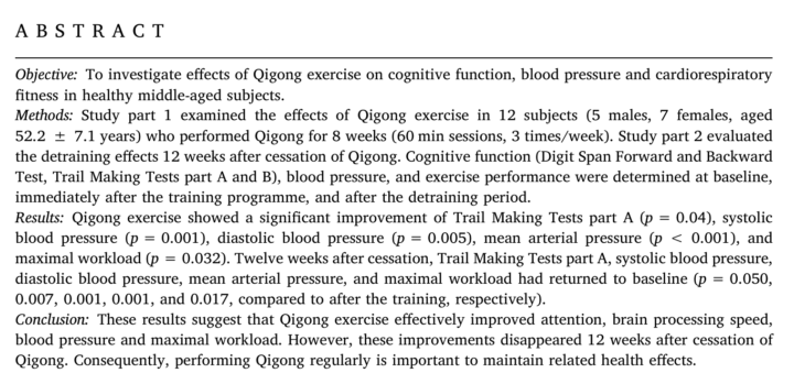 Effect of Qigong exercise on cognitive function, blood pressure and cardiorespiratory fitness in healthy middle-aged subjects